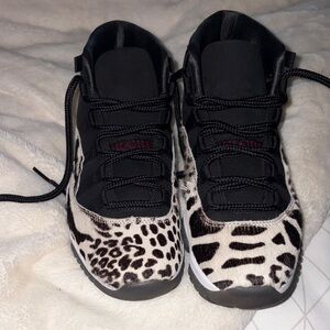 Jordan Women's Black and White Animal-Print Athletic Shoes